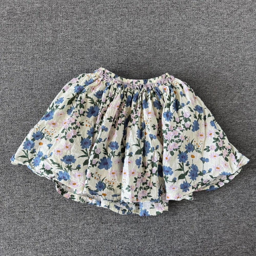 Pink Chicken Skirt Girls 10 Floral Cotton Gauze Elastic Waist Skater Short